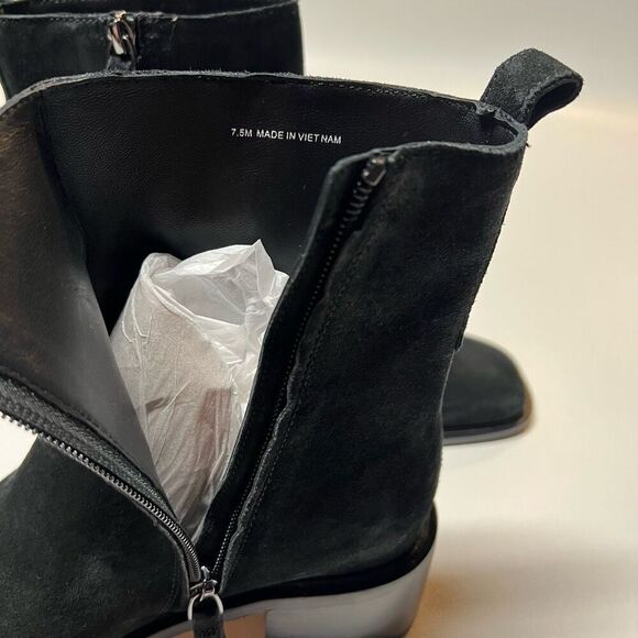 Everlane The City Boot in Black Suede Square Toe Size 7.5 New - Picture 12 of 16